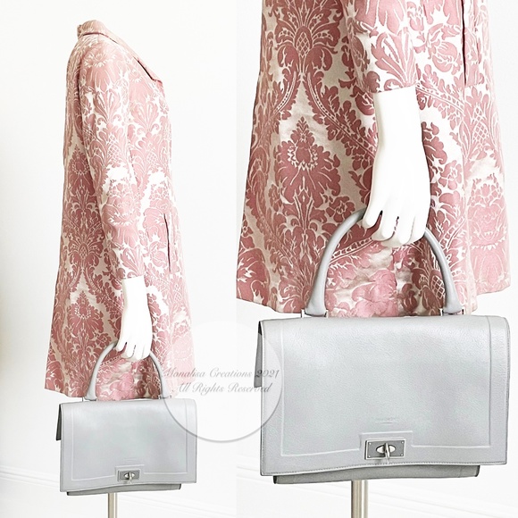 Givenchy Mini Shark Tooth Bag Satchel Top Handle Gray Leather SHW with COA - Picture 3 of 15